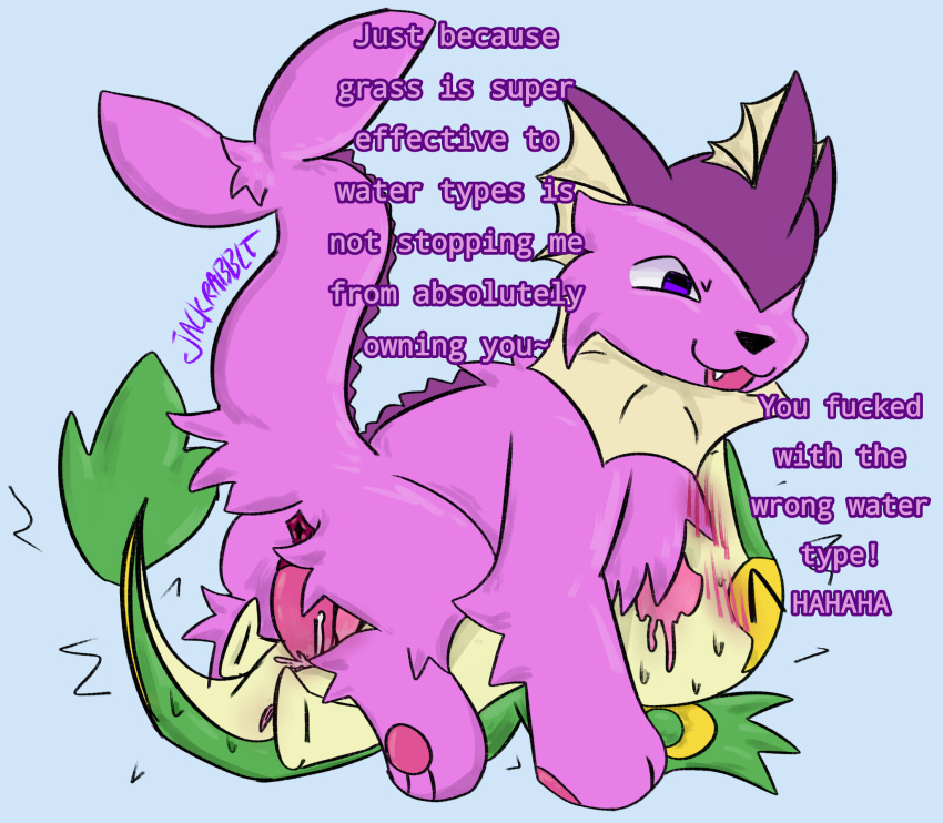 &gt;.&lt; 2024 2_penises anus churro_(jackrabbit) cum_in_slit dialogue dominant dominant_feral dominant_male duo eeveelution english_text feral generation_1_pokemon generation_5_pokemon genitals hi_res jackrabbit_(artist) male male/male multi_genitalia multi_penis nintendo pawpads penetration penis pokemon pokemon_(species) rape_play shaded shiny_pokemon signature slit_penetration slit_penis smug snivy text vaporeon