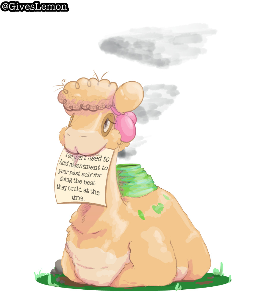 camel camelid dustyerror female game_freak generation_3_pokemon hi_res holding_object invalid_tag lemon_(character) life_gives_you_lemon mammal motivational_art mouth_closed nintendo numel pokemon pokemon_(species) wholesome