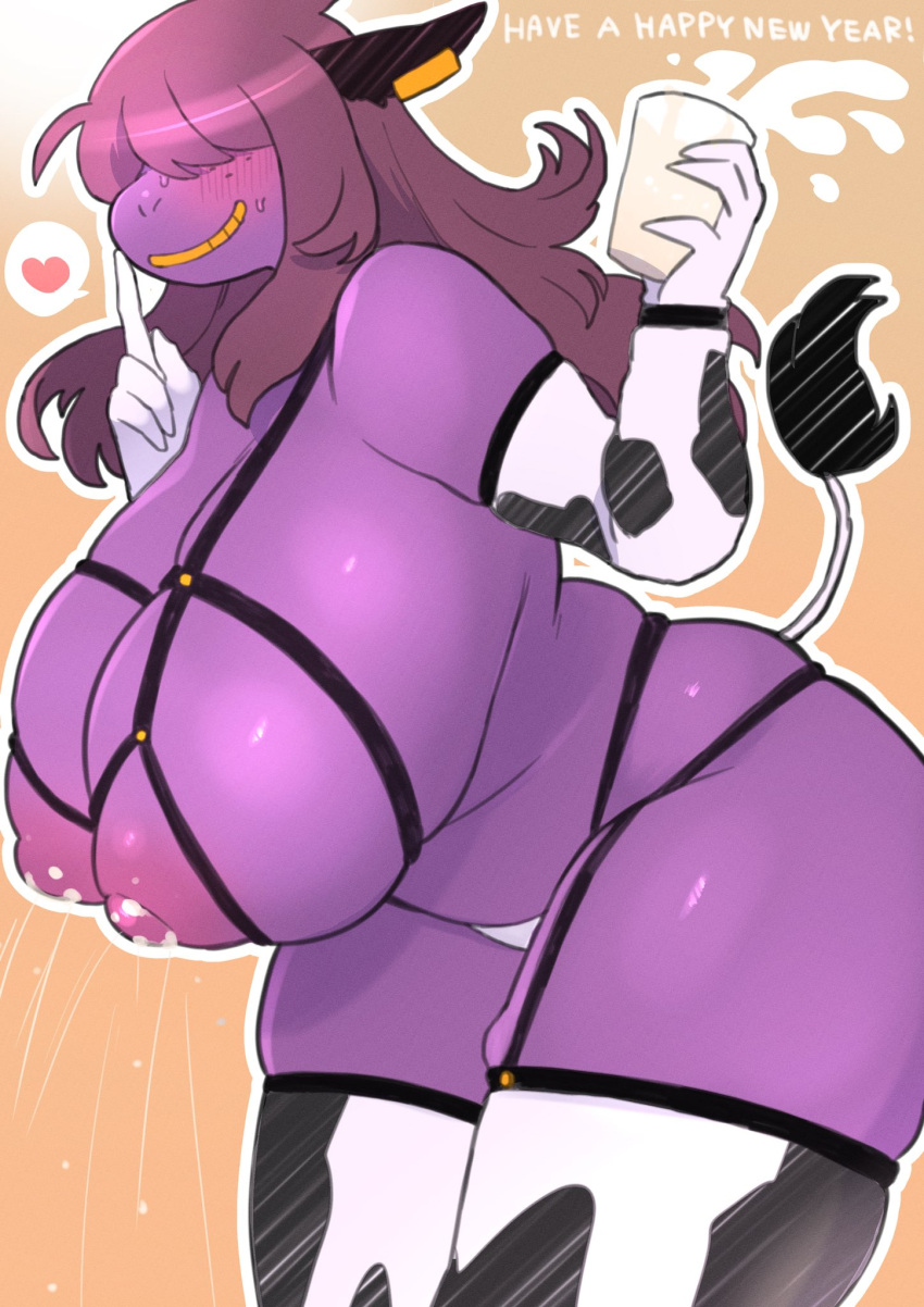 &lt;3 anthro areola armwear big_areola big_breasts blush bodily_fluids breasts clothing deltarune english_text exposed_breasts female gloves handwear hi_res lactating leggings legwear milk nipples panties purple_body purple_skin scalie smile solo susie_(deltarune) tail_tuft text tuft underchikichan undertale_(series) underwear video_games