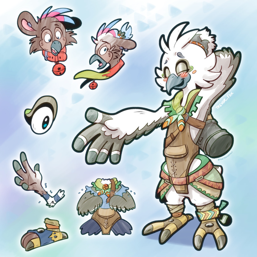 anthro avian beak bell bell_collar bird blush blush_lines character_transformation clothing_transformation collar feathers feet hi_res male mammal mid_transformation mouse murid murine nintendo nonbinary_(lore) quiver_(object) rito rodent talons the_legend_of_zelda toes transformation trevor-fox trevor-fox_(character) tulin_(tloz)