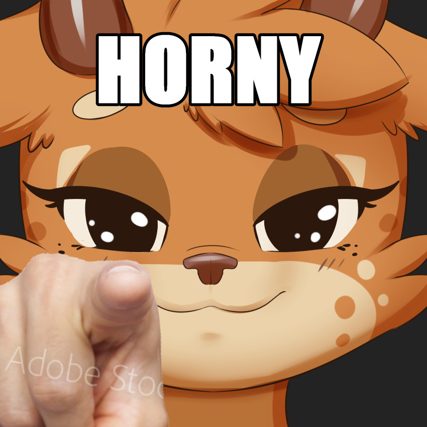 burgermeme cervid gesture hi_res image_macro kokoni_(character) looking_at_viewer mammal meme pointing pointing_at_viewer smug text