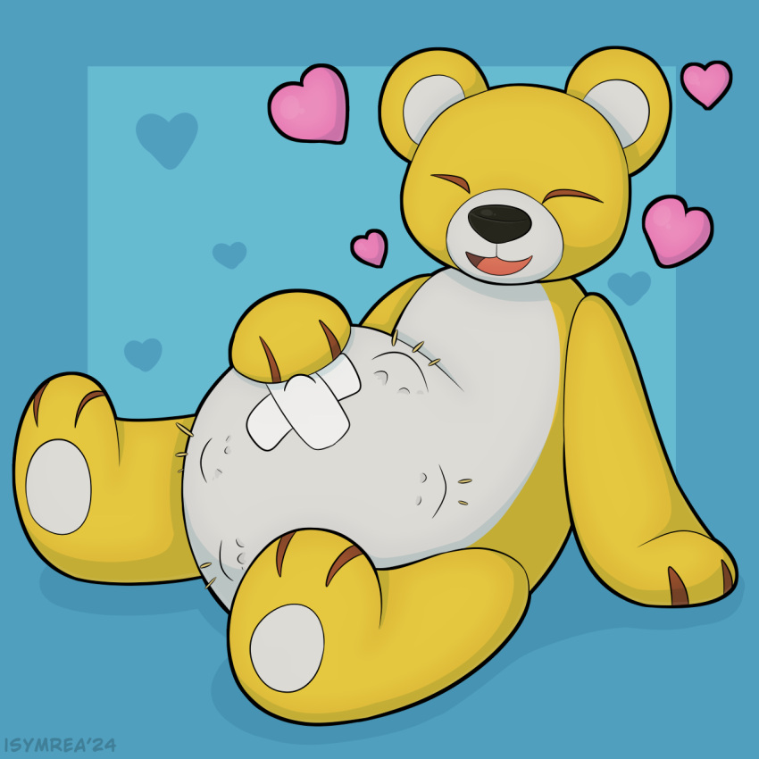 animate_inanimate bandai_namco bear digimon eyes_closed hi_res mammal plushie pregnant simple_background symrea yellow_body