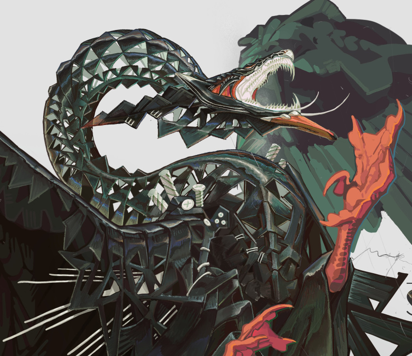 2024 ambiguous_gender black_body black_scales detailed dragon feral hi_res mythological_creature mythological_scalie mythology quadruped scales scalie sharp_teeth simple_background solo teeth white_background yitanran