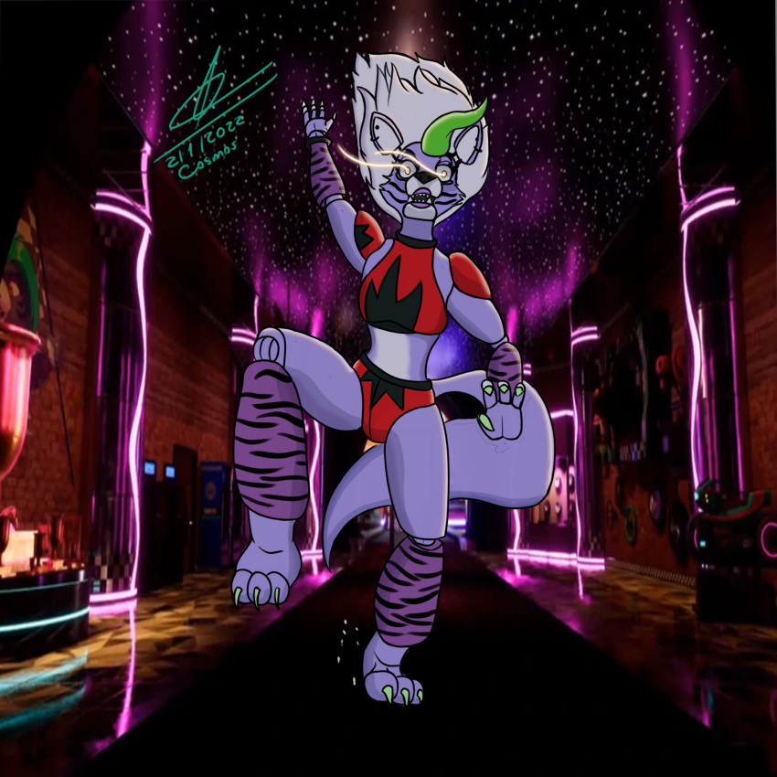animatronic anthro canid canine canis cosmosarts female five_nights_at_freddy's five_nights_at_freddy's:_security_breach hair hi_res machine mammal robot roxanne_wolf_(fnaf) scottgames solo video_games white_hair wolf