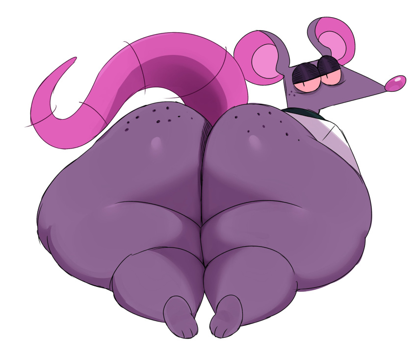 anthro big_butt butt clothing freckles freckles_on_butt hi_res huge_butt male mammal murid murine overweight overweight_anthro overweight_male purple_body rat rodent solo sssonic2