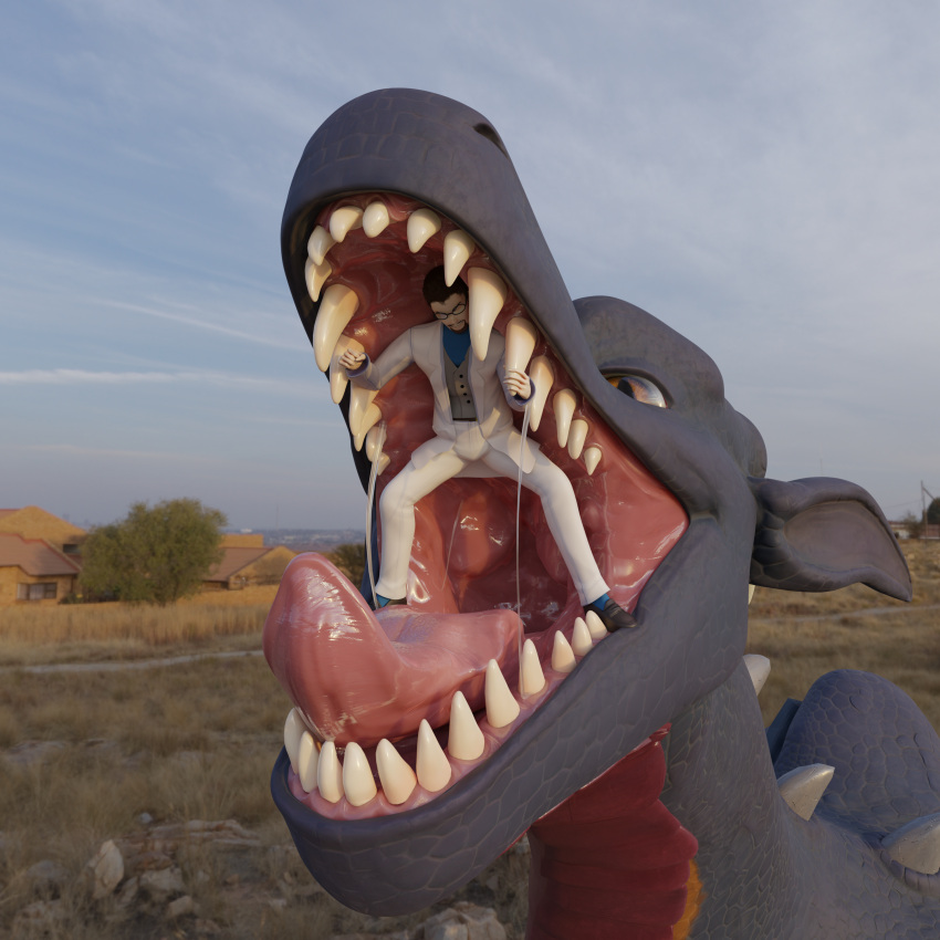 3d_(artwork) absurd_res bodily_fluids bunsen clothed clothing digital_media_(artwork) dragon drooling duo fangs feral hair hi_res horn human macro male male/male mammal micro mouth_shot open_mouth oral_vore racf92 saliva scalie size_difference teeth throat tongue tongue_out vore western_dragon