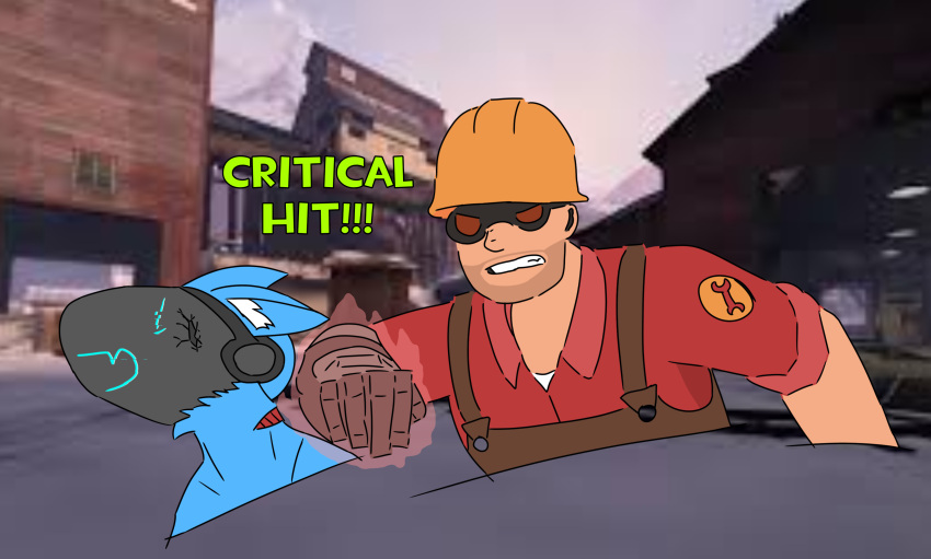 absurd_res duo engineer_(team_fortress_2) female hi_res human humanoid machine male male/female mammal protogen punch team_fortress_2 valve video_games violence