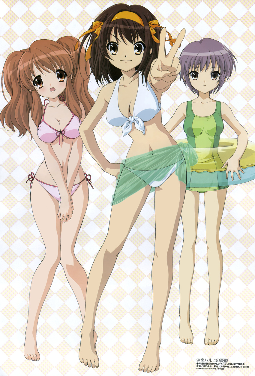 asahina_mikuru bikini ikeda_shouko nagato_yuki suzumiya_haruhi suzumiya_haruhi_no_yuuutsu swimsuits