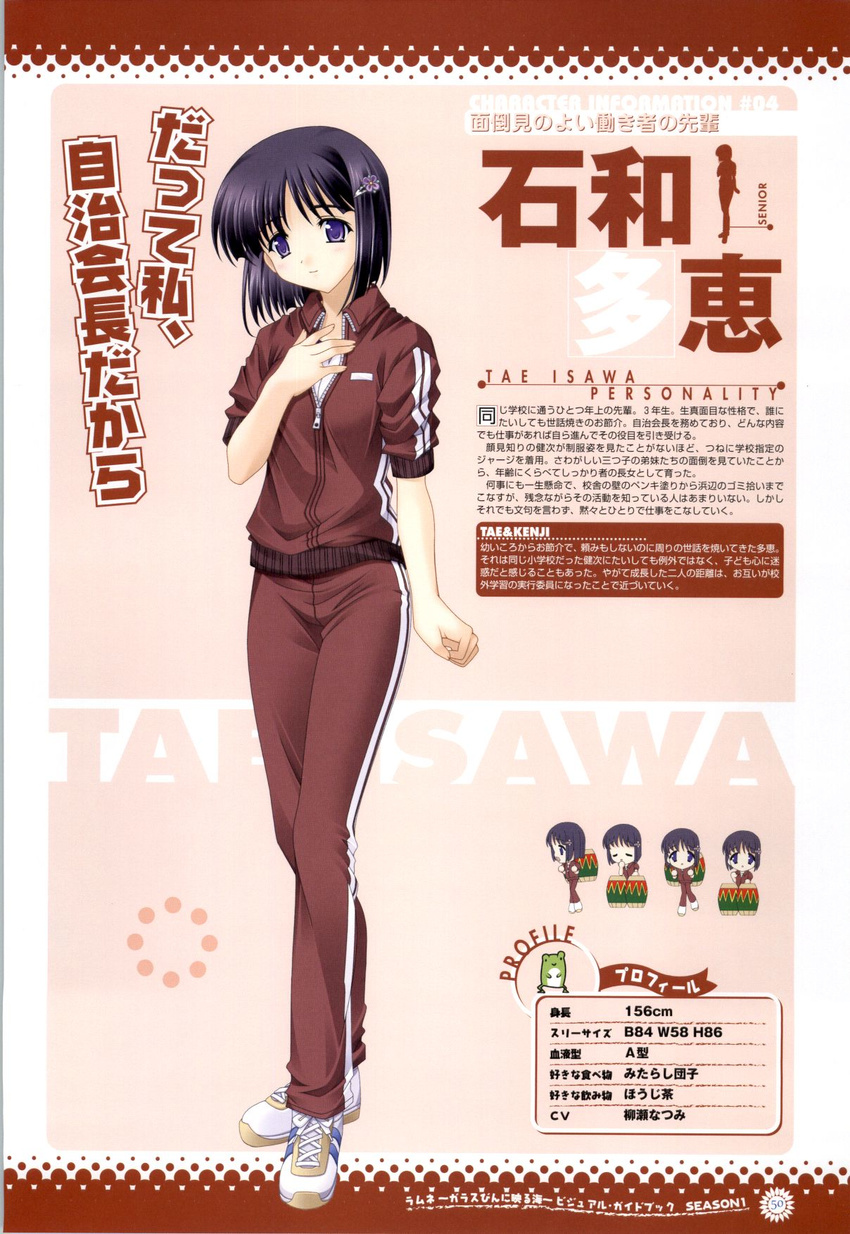 gym_uniform isawa_tae jpeg_artifacts lamune profile_page