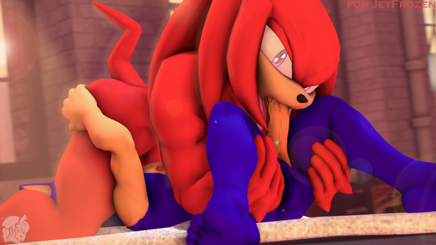 16:9 3d_(artwork) absurd_res anthro balls blowjob_face butt digital_media_(artwork) duo echidna eulipotyphlan fellatio genitals hedgehog hi_res knuckles_the_echidna loafsfm male male/male mammal monotreme muscular muscular_male nipples nude oral penile penis sega sex sonic_the_hedgehog sonic_the_hedgehog_(series) source_filmmaker video_games widescreen