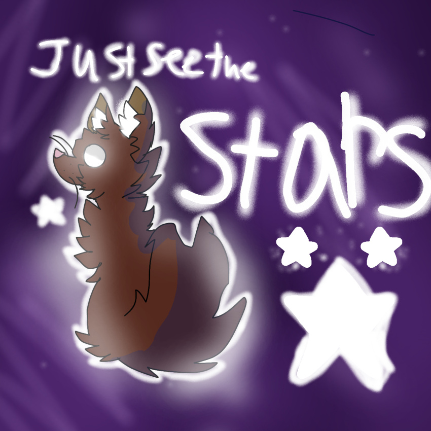 ambiguous_gender anthro brown_body brown_fur cosmic_background domestic_cat felid feline felis fur glowing glowing_eyes glowing_text hi_res ibispaintx inner_ear_fluff mammal solo star staryfang text tuft