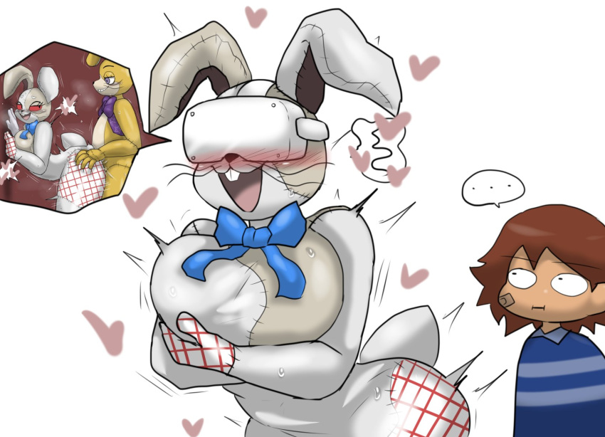 &lt;3 ambiguous_penetration animate_inanimate anthro breasts buckteeth doll duo enigi09 female female_penetrated five_nights_at_freddy's from_behind_position glitchtrap gregory_(fnaf) hi_res human lagomorph leporid living_doll male male/female male_penetrating male_penetrating_female mammal open_mouth penetration rabbit scottgames sex teeth vanny_(fnaf) video_games virtual_reality