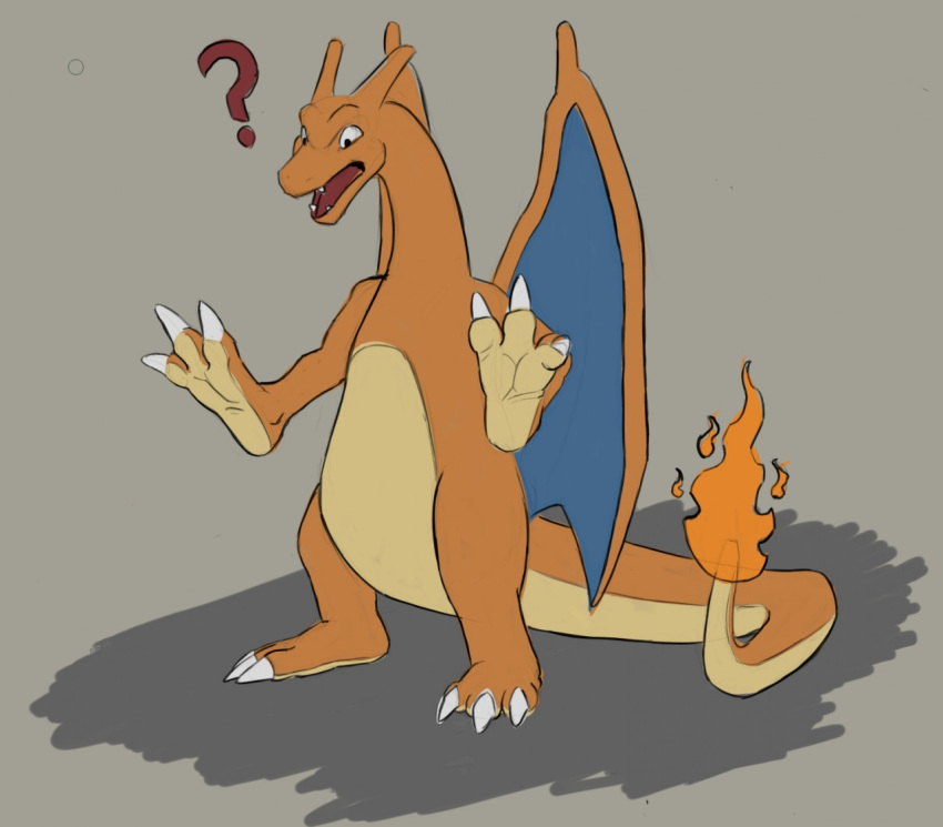 anthro charizard foot_hands footpaw_hands male maxx5530 nintendo plantigrade pok&eacute;mon pok&eacute;mon_(species) solo standing surprised_expression thick_tail video_games wings