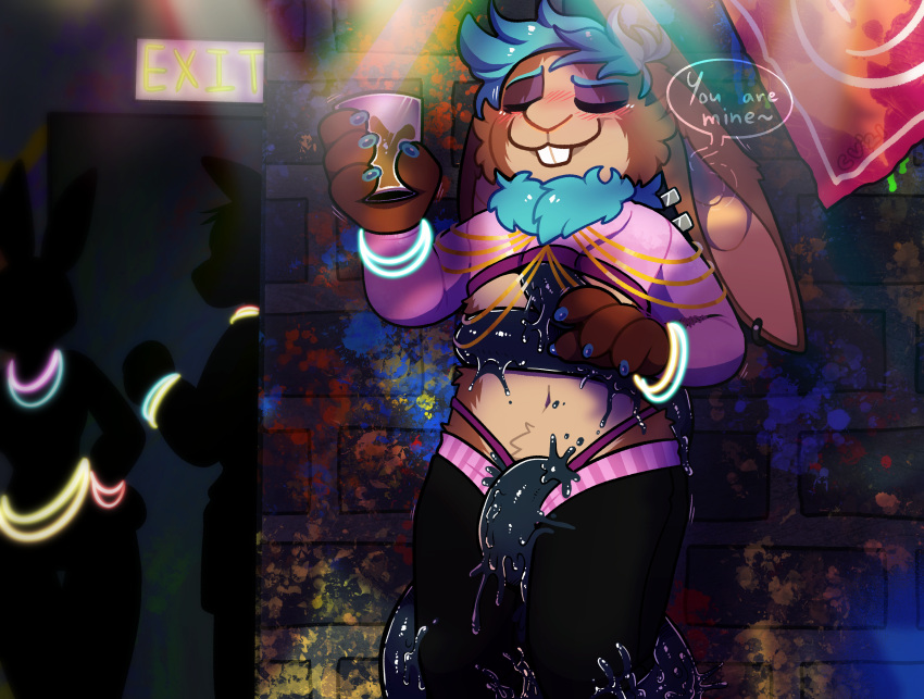 2020 absurd_res ambiguous_gender blush crownedvictory detailed_background dialogue glowstick goo_(disambiguation) hi_res nightclub smile tagme tentacles