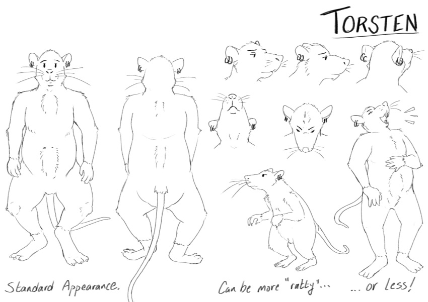2020 anthro biped ear_piercing ear_ring eyes_closed humanoid_hands jads_l_rutan mammal model_sheet multiple_poses murid murine piercing pose rat rodent simple_background solo text white_background