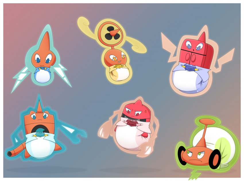 ambiguous_gender anthro diaper group imces nintendo pok&eacute;mon pok&eacute;mon_(species) rotom video_games