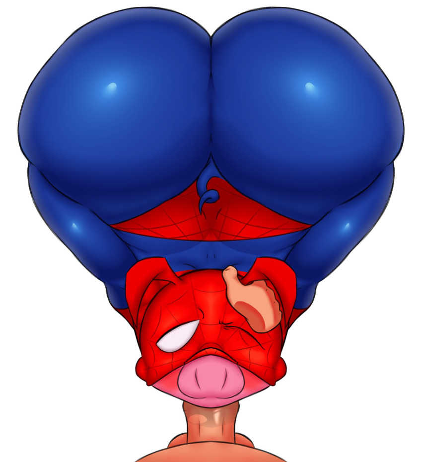 anthro big_butt big_penis blush bodily_fluids butt dannycare domestic_pig duo fellatio first_person_view genitals hi_res human looking_at_viewer male male/male mammal marvel oral penile penis pov_blowjob saliva sex short_stack spider-ham_(character) spider-man_(series) suid suina sus_(pig) thick_thighs
