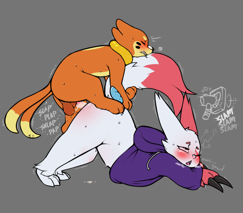 anthro blush buizel clothing doggystyle duo female from_behind_position hi_res hoodie kai_(mr.smile) larger_female larger_penetrated male male/female metaphor mr.smile nintendo penetration pok&eacute;mon pok&eacute;mon_(species) sex size_difference smaller_male sweater topwear video_games zangoose