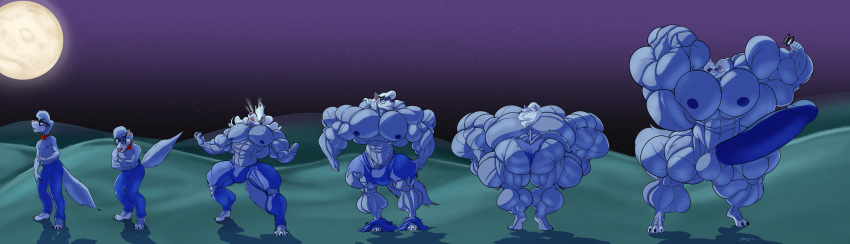 2021 absurd_res anthro balls big_balls big_muscles big_penis blue_body bow_tie bulge butt canid canine clothed clothing df43_(artist) digital_drawing_(artwork) digital_media_(artwork) erection expansion eyewear flexing full_moon genital_expansion genitals glasses growth growth_sequence hi_res huge_balls huge_muscles huge_penis humanoid_genitalia humanoid_penis hyper hyper_balls hyper_genitalia hyper_muscles hyper_penis male mammal moon multiple_scenes muscle_growth muscular muscular_male nipples nude outside paws penis penis_expansion solo tight_clothing torn_clothing transformation transformation_sequence were werecanid werecanine werewolf wilford_wolf