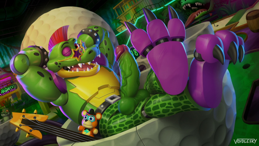 alligator alligatorid animatronic balls crocodilian five_nights_at_freddy's five_nights_at_freddy's:_security_breach genitals green_body humanoid_genitalia humanoid_penis machine male montgomery_gator_(fnaf) penis red_eyes reptile robot scalie scottgames solo video_games voidlesky