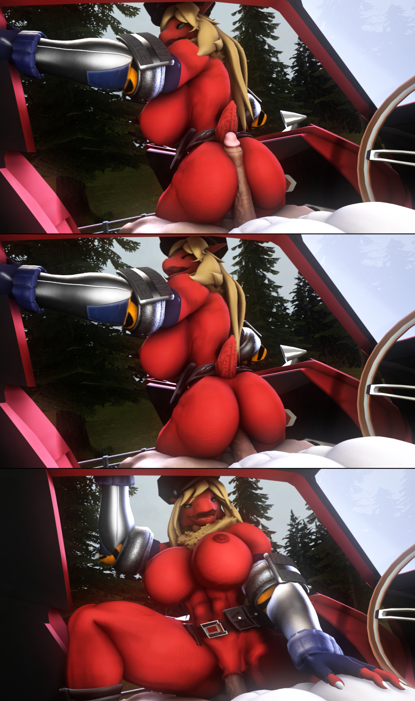 3d_(artwork) abs absurd_res ambiguous_penetration anthro belt big_breasts blaziken breasts car clothed clothed_sex clothing digital_media_(artwork) duo female hi_res hot_dogging human human_on_anthro interspecies male male/female mammal muscular muscular_female nintendo partially_clothed penetration plant pok&eacute;mon pok&eacute;mon_(species) police_hat police_officer sanguine_paladin sex shirt source_filmmaker topwear tree vaginal vehicle video_games