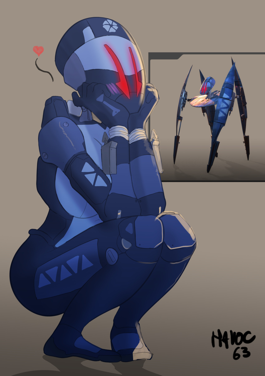 &lt;3 absurd_res aircraft anthro blush crouching curvy_figure droid female hand_on_head havoc63 hi_res living_aircraft living_machine living_vehicle machine robot solo star_wars star_wars:_the_clone_wars vehicle vulture_droid