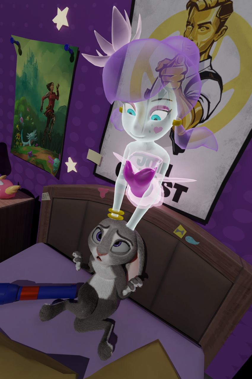 2021 2:3 3d_(artwork) 4_fingers absurd_res anthro bed body_invasion bracelet digital_media_(artwork) disney duo dutch_angle ears_back ears_down ears_up eyelashes female female/female fever-dreamer fingers flashlight flat_chested fur furniture ghost grey_body grey_fur grin hi_res inside jewelry judy_hopps lagomorph lah leporid mammal multicolored_body multicolored_ears multicolored_fur nude pivoted_ears possession purple_eyes rabbit scared sega smile solo sonic_the_hedgehog_(series) sonic_unleashed spirit translucent two_tone_body two_tone_fur white_body white_fur zootopia