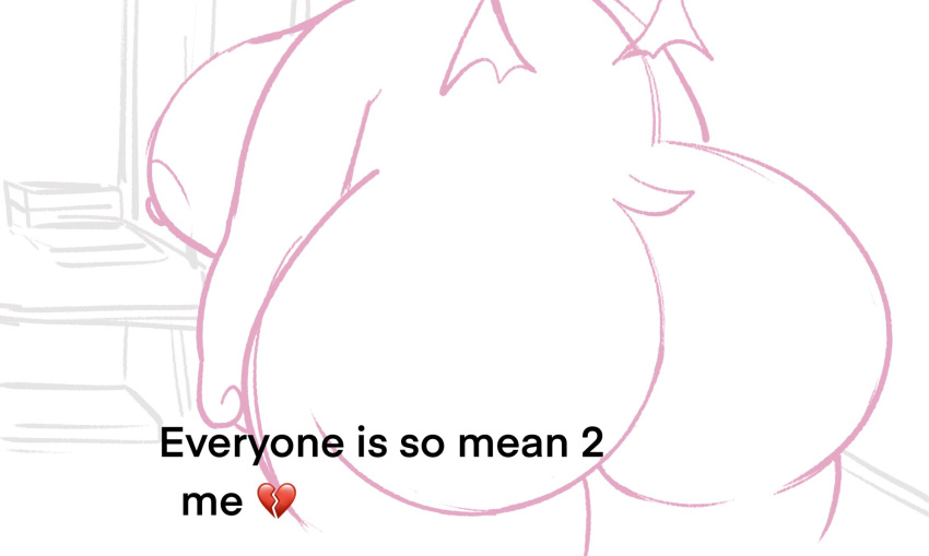 &lt;/3 big_breasts big_butt breasts butt female final_fantasy hi_res huge_butt mammal meme monochrome moogie_(twistcmyk) moogle overweight overweight_female solo square_enix tail twistcmyk video_games wings