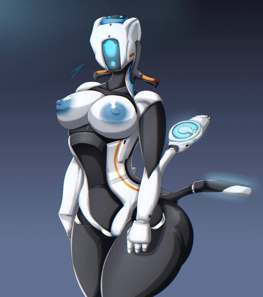 2019 areola big_areola big_breasts black_body black_skin breasts curvy_figure digital_media_(artwork) female fingers genitals glowing gradient_background hb-viper hi_res humanoid machine multicolored_body multicolored_skin nipples not_furry nude personification pussy robot robot_humanoid signature simple_background solo standing subnautica subnautica_below_zero thick_thighs unknown_worlds_entertainment voluptuous white_body white_skin wide_hips