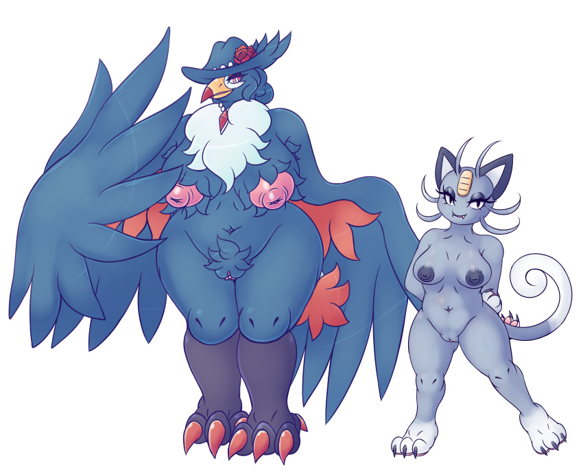 3_toes 4_toes absurd_res alolan_meowth alpha_channel anisodactyl anthro anthrofied areola avian beak belly big_belly big_breasts big_feet big_nipples big_pussy biped bird black_feet blue_body blue_feathers breasts butt claws clitoris crotch_tuft curvy_figure dark_nipples feathered_wings feathers feet felid feline female fur genitals grey_body grey_fur grey_nipples grey_skin group half-closed_eyes hi_res honchkrow huge_breasts huge_nipples huge_thighs mammal mature_female multicolored_body multicolored_skin narrowed_eyes nintendo nipples non-mammal_breasts nude overweight overweight_anthro patohoro pink_nipples plump_labia pok&eacute;mon pok&eacute;mon_(species) pok&eacute;morph presenting puffy_nipples pussy red_eyes regional_form_(pok&eacute;mon) tail_feathers talons text thick_thighs toe_claws toes tuft two_tone_body two_tone_skin video_games voluptuous whiskers white_body white_feathers white_feet wings yellow_eyes