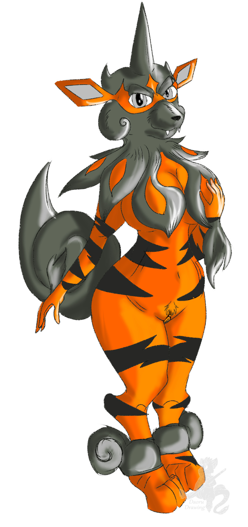 absurd_res anthro anthrofied breasts daoru-drawing female genitals hi_res hisuian_arcanine nintendo pok&eacute;mon pok&eacute;mon_(species) pokemon_legends_arceus pussy regional_form_(pok&eacute;mon) solo video_games