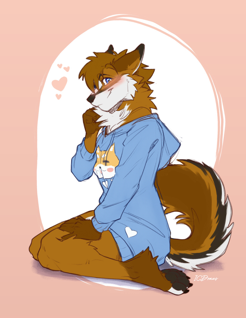 absurd_res anthro blue_eyes blush canid canine canis clothed clothing digital_media_(artwork) domestic_dog female fox hi_res hoodie husky icecreamdraws looking_at_viewer mammal nordic_sled_dog solo spitz swift topwear