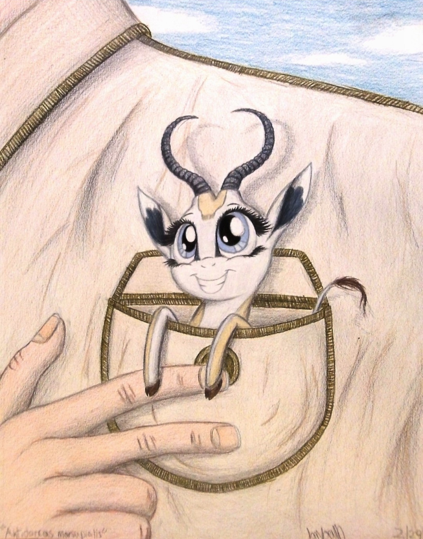 2016 5_fingers antelope big_eyes black_hooves black_horn black_tail blue_eyes bovid clothing cloud cloven_hooves colored_pencil_(artwork) countershade_face countershade_legs countershade_torso countershading cub dress_shirt duo eyelashes fan_character female female_focus feral full-length_portrait fur happy hooves horn human humanoid_hands in_pocket larger_ambiguous larger_human light_skin lighting long_eyelashes looking_up mammal micro mmiri_omi multicolored_fur my_little_pony pockets portrait ridged_horn shadow shirt size_difference sky smaller_female smaller_feral smile solo_focus springbok tail_tuft tan_fur tan_skin thefriendlyelephant toony traditional_media_(artwork) true_antelope tuft two_tone_fur two_tone_tail white_countershading white_fur white_tail wholesome young