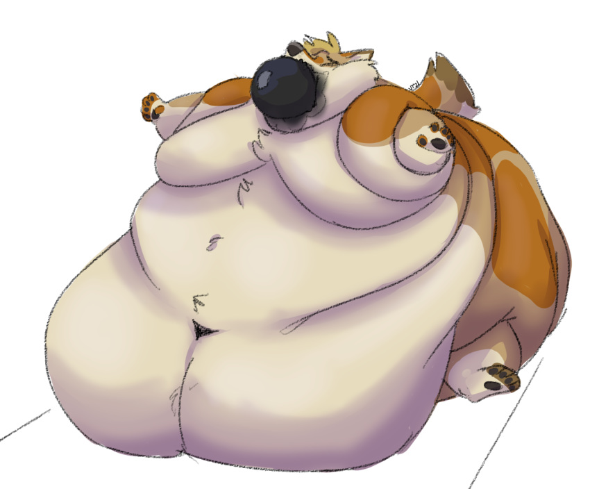 2021 anthro belly big_belly big_butt butt canid canine canis colored coyote dipstick_tail eyes_closed force_feeding forced huge_butt huge_thighs hyper hyper_belly hyper_butt hyper_thighs immobile immobilization male mammal markings morbidly_obese morbidly_obese_anthro morbidly_obese_male navel obese obese_anthro obese_male overweight overweight_anthro overweight_male rain_(vanillayote) shaded solo tail_markings thick_thighs vanillayote weight_gain