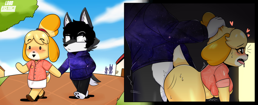 &lt;3 2021 abdominal_bulge absurd_res ahegao ambiguous_penetration animal_crossing anthro big_breasts big_butt big_dom_small_sub black_hair blush bodily_fluids breasts butt canid canine canis clothed clothing comic curvy_figure detailed_background dialogue digital_drawing_(artwork) digital_media_(artwork) domestic_dog dominant duo female female_penetrated fur grey_body grey_fur hair header header_box hi_res huge_thighs isabelle_(animal_crossing) larger_male lobo_(lobokosmico) lobokosmico looking_pleasured male male/female male_penetrating male_penetrating_female mammal moan nintendo nude open_mouth penetration pulling_hair sex shih_tzu short_stack simple_background size_difference smaller_female smaller_penetrated sudden sweat text text_header thick_thighs topwear touching_hair toy_dog video_games villager_(animal_crossing) white_body white_fur wolf yellow_body yellow_fur