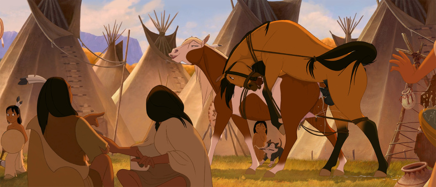 detailed_background dreamworks equid equine female female_penetrated feral feral_on_feral feral_penetrated feral_penetrating feral_penetrating_feral group hair hi_res horse human male male/female male_penetrating male_penetrating_female mammal penetration rain_(cimarron) sex spirit:_stallion_of_the_cimarron young zica