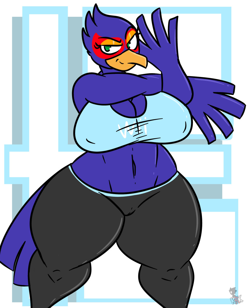 absurd_res anthro avian bird breasts clothing falco_lombardi falcon falconid female hi_res kingretrokirby nintendo solo star_fox video_games