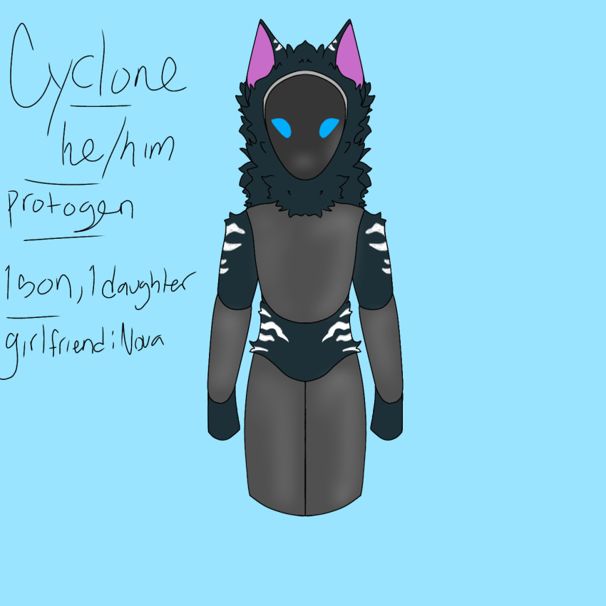 anthro biolumine blue_eyes cyclone(biolumine) fluffy fur green_body green_fur hi_res looking_at_viewer machine male mature_male metal_parts model_sheet neck_tuft protogen solo stripes tuft white_stripes