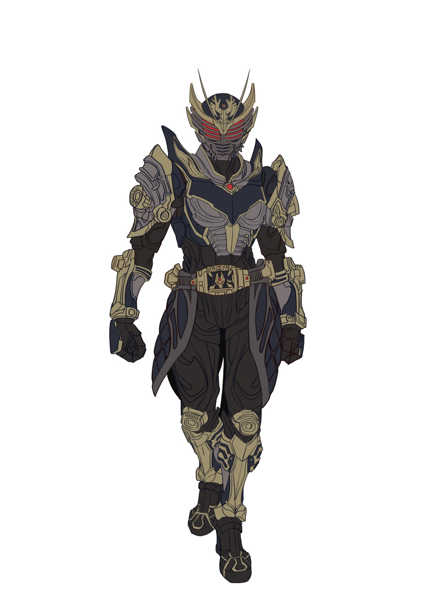 1boy absurdres armor black_armor cowboy_shot dark_persona dragon eastern_dragon evil evil_eyes flat_color full_body gold_armor highres kamen_rider kamen_rider_ryuga kamen_rider_ryuga_survive kamen_rider_ryuki_(series) looking_at_viewer male_focus plugsuit rider_belt tokusatsu tokusatsushima v_buckle