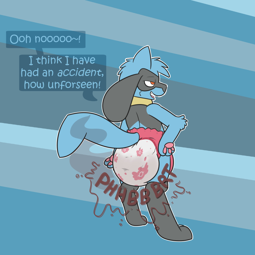 1:1 2019 absurd_res accident anthro arms_by_side bent_arm big_ears black_body black_fur blue_body blue_fur bottomwear breath butt canid canine caught_off_guard clothing dialogue diaper diaper_fetish diaper_fur diaper_squish diaperfurry digital_drawing_(artwork) digital_media_(artwork) dirty_bottomwear english_text exposed_diaper feces feet filth fist fluffy fluffy_tail full_diaper fur gesture hand_on_hip hand_on_own_hip happy hi_res hindpaw long_ears male mammal messing_diaper messy_diaper nintendo open_mouth open_smile padding pattern_diaper paws pink_diaper pok&eacute;mon pok&eacute;mon_(species) pooping potty_training pull-ups_(diaper) pull_ups red_eyes relaxing relieved riolu ritzcat sagging_diaper scat scat_desperation simple_background smile soggy_diaper soiled_diaper soiling soiling_diaper solo sound_effects standing straight_arm surprise teeth text tired touching_diaper touching_hip touching_own_hip training_pants video_games wetness_indicator