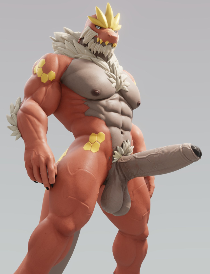 2022 3d_(artwork) abs anthro balls big_balls big_muscles big_penis cassard_(haxton) claws connivingrat digital_media_(artwork) erection fan_character foreskin fossil_pok&eacute;mon genitals grey_background hi_res huge_balls huge_muscles huge_penis humanoid_genitalia humanoid_penis looking_at_viewer low-angle_view male muscular muscular_anthro muscular_male navel nintendo nipples nude obliques pecs penis pok&eacute;mon pok&eacute;mon_(species) saggy_balls simple_background solo standing thick_penis tyrantrum vein video_games