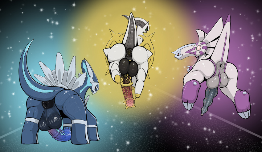 absurd_res animal_genitalia animal_penis anus arceus ball_ring balls big_anus big_balls big_butt big_penis biped black_anus black_balls black_penis blue_body blue_penis butt claws darkened_genitalia dialga digital_media_(artwork) dinosaur dragon equid equine equine_penis erection feet feral flared_penis genitals group hi_res huge_balls huge_butt huge_penis legendary_pok&eacute;mon long_penis looking_at_viewer looking_back male mammal medial_ring multicolored_penis nintendo palkia penis pok&eacute;mon pok&eacute;mon_(species) presenting puffy_anus rapistwerewolf rear_view red_eyes reptile sauropod scalie soles theropod thick_penis thick_thighs unusual_anatomy unusual_genitalia unusual_penis vein veiny_penis video_games white_body wide_hips wings