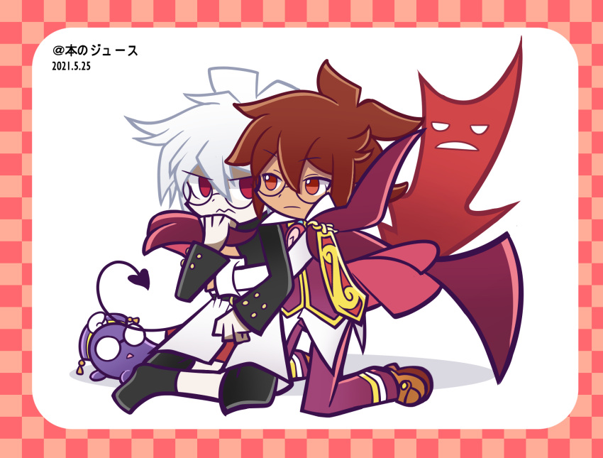 2boys crossover disgaea highres male_focus mao_(disgaea) multiple_boys puyopuyo strange_klug