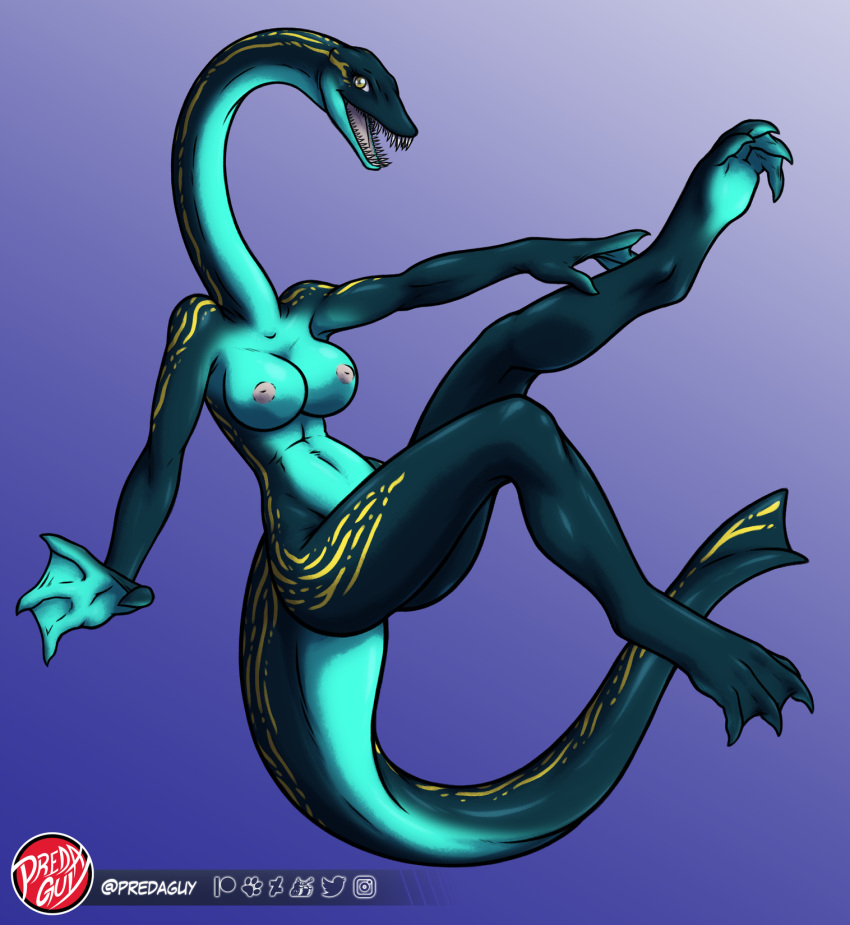 2021 4_fingers 4_toes anthro areola arm_markings artist_logo back_markings big_breasts big_tail biped blue_body breasts butt cel_shading countershade_arms countershade_breasts countershade_face countershade_feet countershade_hands countershade_neck countershade_tail countershade_torso countershading cryptoclidid cryptoclidus digital_drawing_(artwork) digital_media_(artwork) eyelashes feet female fin fingers gradient_background head_markings hi_res inverted_nipples leg_markings light_body light_countershading logo long_neck long_tail looking_at_viewer marine markings membrane_(anatomy) moria_(malthaeos) navel neck_markings nipples non-mammal_breasts non-mammal_navel non-mammal_nipples nude open_mouth open_smile pink_areola pink_nipples pink_tongue plesiosaur predaguy purple_background reptile scalie shaded sharp_teeth simple_background smile smiling_at_viewer solo tail_dimple tail_fin tail_markings teeth thick_tail thigh_markings toes tongue webbed_feet webbed_hands wide_hips yellow_eyes yellow_markings