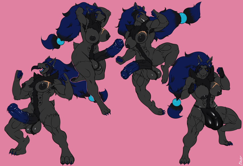 abs absurd_res animal_genitalia anthro balls belly besky_(artist) big_(disambiguation) big_balls big_breasts big_penis blue_hair breasts bulge butt canid canine canis claws clothed clothing curvy_figure darius_aurelius digital_media_(artwork) equid equine erection exercise fan_character feet fight flexing fluf fox fur genitals gloves grey_body grey_fur gynomorph hair handwear herm hi_res horse huge_breasts huge_penis intersex jumping kick leap looking_at_viewer mammal mane muscular muscular_anthro muscular_gynomorph muscular_intersex nintendo nipples nude open_mouth penis pok&eacute;mon pok&eacute;mon_(species) pose scar shiny_(disambiguation) simple_background smile solo teeth thick_thighs thong toe_claws toes topless training trans tuft underwear video_games voluptuous wolf workout zoroark