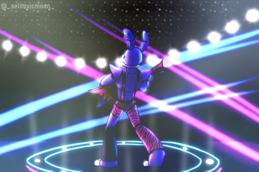 animal_humanoid animatronic bass_guitar concert electric_guitar five_nights_at_freddy's five_nights_at_freddy's:_security_breach glamrock glamrock_bonnie_(fnaf) guitar hi_res humanoid lagomorph lagomorph_humanoid leporid leporid_humanoid lights machine male mammal mammal_humanoid musical_instrument neon_lights plucked_string_instrument presenting rabbit rabbit_humanoid robot robot_humanoid scottgames selitoxicmoon solo stage_show string_instrument video_games