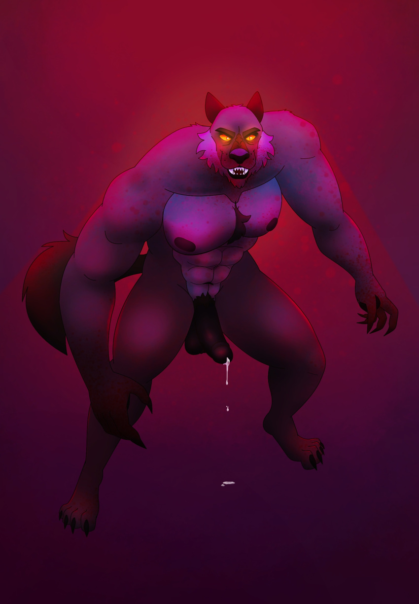 abs absurd_res angry anthro bigby_wolf bodily_fluids canid canine canis chest_tuft cum cum_drip dripping facial_hair genital_fluids genitals hi_res humanoid_genitalia humanoid_penis hunched_over looking_at_viewer male mammal muscular muscular_male nipples nude olivepup_00 penis pubes solo tuft were werecanid werecanine werewolf wolf
