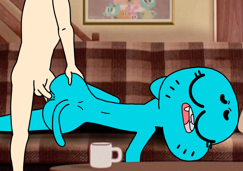 absurd_res amazing_world_gumball anthro cartoon_network domestic_cat dweller1221 felid feline felis female hi_res male male/female mammal nicole_watterson on_model penetration sex sleeping the_amazing_world_of_gumball vaginal vaginal_penetration