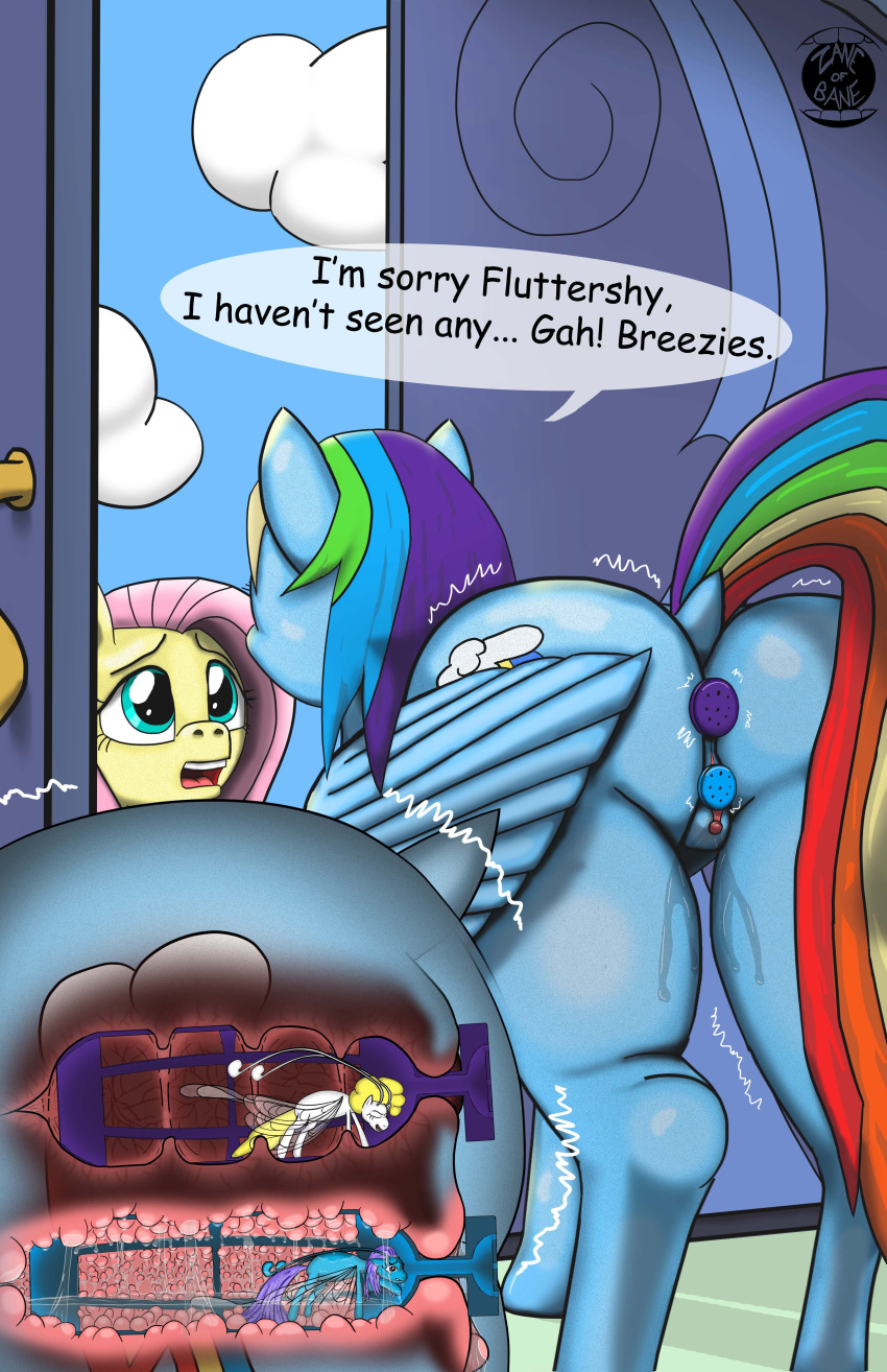 absurd_res anal anal_penetration anal_vore antennae_(anatomy) blue_body breezie_(mlp) butt buttplug clitoris dock english_text equid equine fairy fluttershy_(mlp) friendship_is_magic genitals hi_res internal mammal my_little_pony open_mouth pegasus penetration plug_(sex_toy) pussy rainbow_dash_(mlp) sex_toy signature text unbirthing vaginal vore white_body wings yellow_body zaneofbane