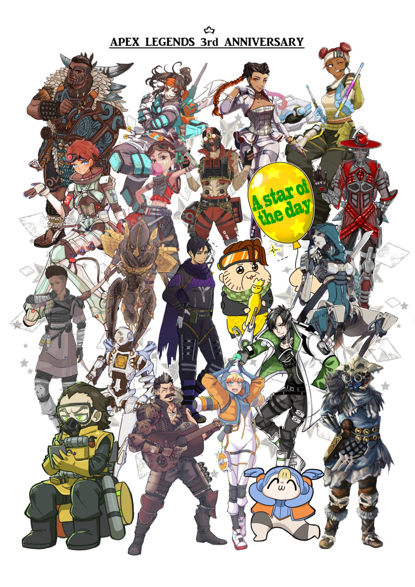 1other 6+boys 6+girls 72_(ru0710natsu) \m/ ^_^ android animal_on_shoulder animal_skull anniversary apex_legends arm_tattoo artist_request ash_(titanfall_2) balloon bandaged_arm bandages bangalore_(apex_legends) bangs belt bird bird_on_shoulder black_belt black_bodysuit black_footwear black_gloves black_hair black_headwear black_pants black_scarf black_sclera black_shirt blonde_hair bloodhound_(apex_legends) blue_eyes blue_gloves blue_headwear blue_shirt bodysuit boots braid breasts brown_belt brown_eyes brown_gloves brown_hair brown_jacket brown_pants bungaw cable checkered_clothes checkered_scarf chibi chizu.2 cleavage clenched_hand closed_eyes cloud_marauder_valkyrie collaboration collage colored_sclera copyright_name corset cropped_vest crow crypto_(apex_legends) d.o.c._health_drone dark-skinned_female dark_skin dead_man's_curve double_bun drone drumsticks everyone eyeshadow facial_mark facial_tattoo fingerless_gloves floating_hair forehead_mark fur_trim fuse_(apex_legends) gibraltar_(apex_legends) gloves goggles gradient_hair green_scarf green_vest grey_belt grey_footwear guitar hack_(apex_legends) hair_behind_ear hair_bun hair_over_one_eye hand_in_pocket hand_on_hip head_tilt headband headset highres himagoya holding holding_scythe holding_stuffed_toy hood hood_up humanoid_robot instrument jacket jetpack king_of_the_sea_gibraltar knee_pads kogane_mushi leaning_forward lightning_bolt_symbol looking_at_viewer looking_to_the_side makeup mask mechanical_legs medium_breasts megane_(0max_megane0) megumi-chan_dayo! midriff missile_pod mouth_mask mozuwaka multicolored_hair multiple_boys multiple_girls music navel nessie_(respawn) octane_(apex_legends) official_alternate_costume one_eye_closed one_eye_covered open_mouth orange_hair orange_headband out_for_blood_seer pants pathfinder_(apex_legends) pelvic_curtain pink_background pink_eyeshadow playing_instrument pointing ponytail rat rebreather red_eyeshadow red_hair red_headwear red_shorts red_vest revenant_(apex_legends) ritsu_(riocurara) running scar scar_on_cheek scar_on_face scarf science_fiction scythe sentinel_ga_koku_ni_aru shadow_on_the_sun_revenant shikaku_(shikaku_ap888) shirt shock_sticks_(apex_legends) shorts shun_(legendshun7) simulacrum_(titanfall) sitting smile spacesuit stuffed_animal stuffed_toy tattoo thigh_boots thigh_strap thighhighs twin_braids v v-shaped_eyebrows valkyrie_(apex_legends) vest walking war_machine_pathfinder wastelander_rampart wattson_(apex_legends) weapon weapon_on_back white_background white_footwear white_jacket white_pants white_shirt wraith_(apex_legends) yellow_eyes young_blood_bloodhound